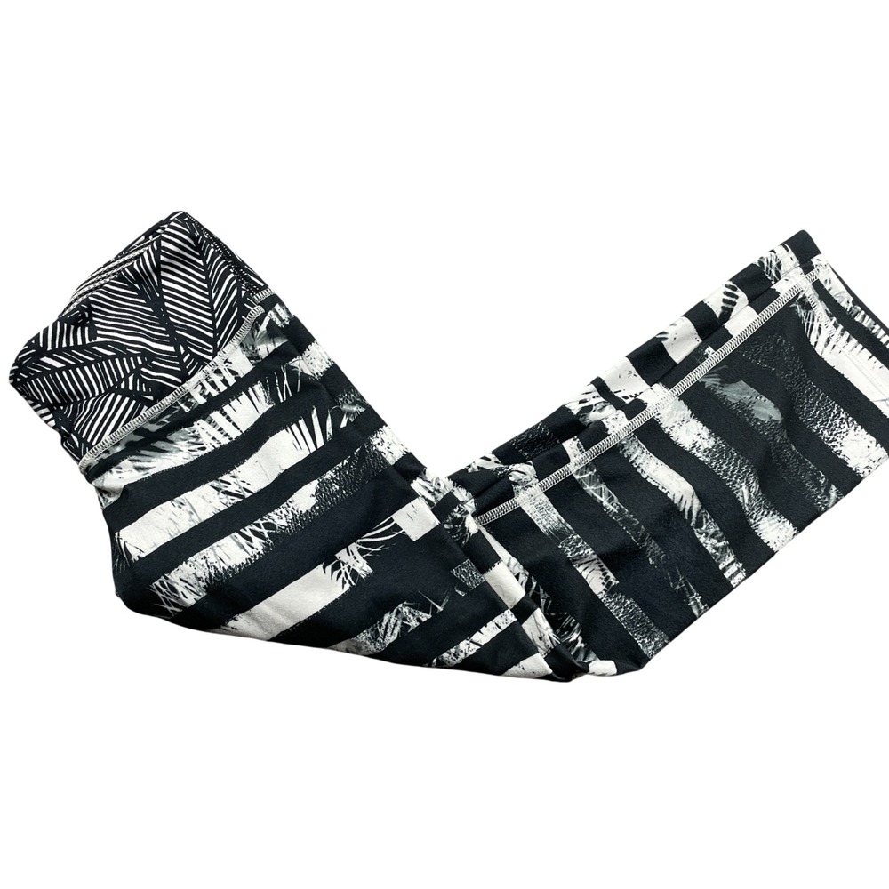 Lululemon 6 Wunder Under Crop II Leggings Shady Palms Black White Print